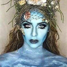 Hercules Makeup, Amphitrite Goddess, Sea Witch Costume, Neck Anatomy, Mermaid Makeup Halloween, Sea Fashion