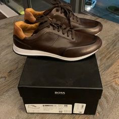 Brand New Box Included Hugo Boss Woman Shoes, Hugo Boss Shoes, Boss Shoes, Hugo Boss Women, Hugo Boss Orange, Sneaker Boutique, Boss Orange, Casual Sneakers Women, Black Leather Shoes