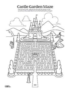 a castle maze is shown in the middle of a page with an image of it