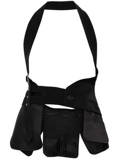 black button fastening buckle fastening single shoulder strap slit detailing Ann Demeulemeester Jewelry, Noir Kei Ninomiya, Kei Ninomiya, Wardrobe Styling, Wardrobe Edit, Yoko London, Chanel 2, Outerwear Vest, Iconic Bags