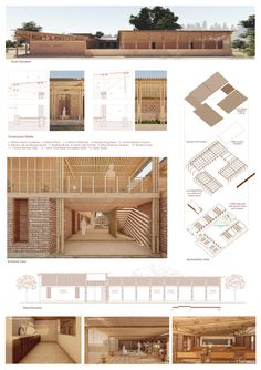 an architectural drawing shows the interior and exterior of a building with wooden slats on it