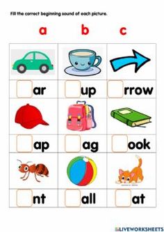 a worksheet for beginning and ending sounds with pictures to help students learn the letter sound