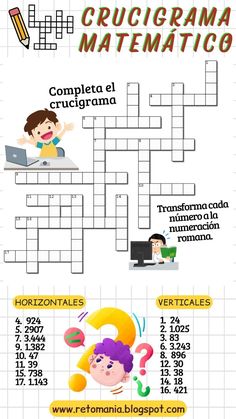 a crossword puzzle with words and pictures on it, including the word crucigama