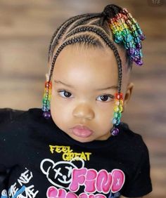 Black Baby Braids Hairstyles, Toddler Braiding Hairstyles Girl, Kiddie Braid Styles, Kiddie Hairstyles For Kids Braids, Baby Cornrow Hairstyles, Easy Cornrow Hairstyles For Kids, Braids With Beads For Girls Kids, Childish Hairstyles, Toddler Braids With Beads