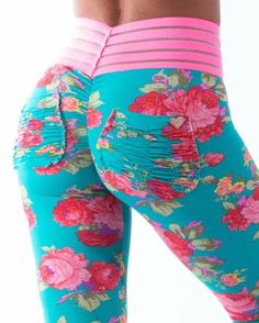 *aqua Floral* (Lifestyle Cute Booty) Leggings - Lifestyle Purple Yellow Flowers, Hot Tamale, Dark Aqua, Floral Silhouette, Gym Pants, Flowers Fabric, Custom Leggings, Pants Women, Matching Top