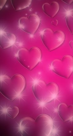 many hearts are arranged in the shape of stars on a pink background with sparkles