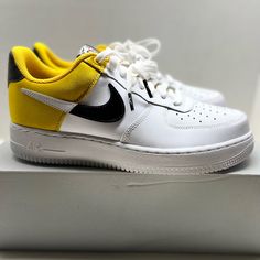 Nike Air Force 1 Low Amarillo Satin Sz8.5 Brand New With Box Yellow Low-top Custom Sneakers With Cushioned Footbed, Nike Air Force 1 Yellow With Boost Midsole, Custom Yellow Nike Sneakers With Branded Insole, Sporty Yellow Custom Sneakers With Contrast Sole, Sporty Custom Yellow Sneakers With Contrast Sole, Nike Air Force 1 Yellow With Round Toe, Nike Air Force 1 Yellow Casual Shoes, Yellow Nike Air Force 1 For Streetwear, Yellow Nike Air Force 1 With Round Toe