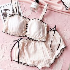 Nymphet Vintage Aesthetic 2-piece Kawaii Lolita Lingerie Set Cute Bra, Mori Girl Fashion, Retro Lingerie, Cute Bras, Custom Made Clothing, Cute Lingerie, Lingerie Outfits, Pretty Lingerie, Set Women