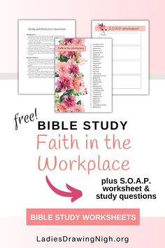 the bible study worksheet with pink flowers