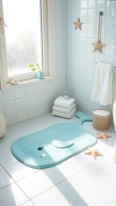 the bathroom is clean and ready to be used as a child's playroom