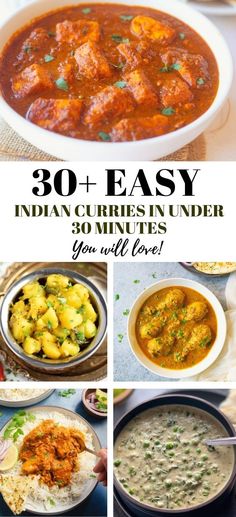 collection of Indian Curries In Under 30 minutes Potato And Pea Curry, Vindaloo Curry, Saag Aloo, Indian Curries, Bhaji Recipe, Pumpkin Curry, Indian Dinner