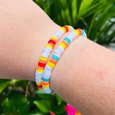 Vivid tropical clay bead bracelet for teenage girls. This bracelet is a perfect fit for you on summer vacay. Relax in style with our Gulf Coast Combo! Bracelet Combo, Clay Bead Bracelet, Clay Bracelet, Clay Bead, Teenage Girls, Gulf Coast, Clay Beads, Relaxed Style, Bead Bracelet