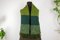 Vintage green colorblock knit fringe scarf in mint condition. No tags Feels like wool acrylic blend length 140 cm = 55.1 inches width 19 cm = 7.5 inches fringe length 7 cm = 2.8 inches Green Acrylic Scarves For Winter, Green Color Block, Knit Fringe, Color Block Scarf, Crochet Inspo, Fringe Scarf, Wool Scarf, Knit Scarf, Slovenia