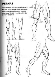 an image of a man's legs and leg muscles in spanish, with instructions to draw