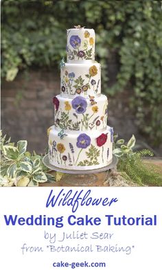 a wedding cake sitting on top of a table