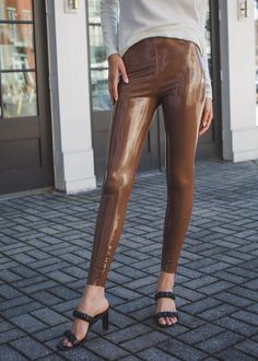 Commando faux patent leather leggings -Cinnamon -ON SALE – Hand In Pocket Commando Leggings, Faux Patent Leather Leggings, Hand In Pocket, Patent Leather Leggings, Wow Factor, Women Clothing Boutique, Leather Leggings, Medium Brown, Clothing Boutique