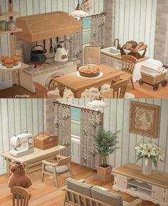 the interior of a doll house with furniture and accessories