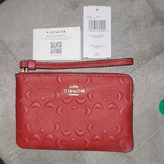 Coach Red Leather Wristlet, New With Tags. Adorable And Perfect For The Holidays! Reasonable Offers Are Accepted! Red Clutch Wallet With Zipper Pouch, Red Zipper Pouch Wallet Clutch, Red Clutch Wristlet With Zipper, Red Clutch Wristlet With Zipper Closure, Red Pouch Wallets With Wrist Strap, Red Wristlet With Removable Pouch For Daily Use, Red Clutch Wristlet With Removable Pouch, Red Wristlet With Removable Pouch, Red Wristlet Clutch With Removable Pouch