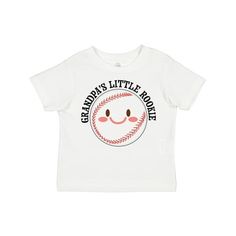 Grandpa's Little Rookie- baseball Toddler T-Shirt. Practice makes perfect, and what a perfect gift for a little baseball player! A toddler-soft cotton tee in look-at-me, big kid colors. 4.5 oz., 100% combed ringspun cotton. White is sewn with 100% cotton thread. Topstitched rib crew neck. Double-needle stitched sleeves and bottom hem. Shoulder-to-shoulder taping. Toddler T-Shirt. Size: 3T.  Gender: male. Baseball Boys, Practice Makes Perfect, Baby Boy Or Girl, Girls Toddler, Kids Outfits Girls, Size 4t, Kids Sports, Big Kid, Toddler Gifts