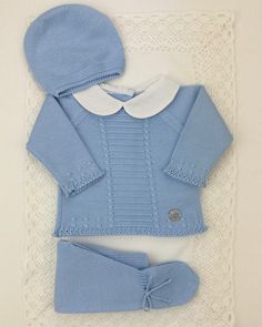 YoYo Boutique Newborn 0M / Blue Blue Knitted Newborn Outfit Light Blue Knitted Cotton Sweater, Blue Knitted Cotton Sweater, Soft Knit Cotton Blue Sweater, Soft Knit Cotton Sweater In Blue, Spanish Fashion, First Communion Dresses, Baptism Dress, Communion Dresses, Newborn Outfit