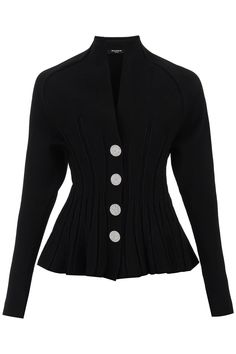 88% Viscose, 12% Polyester Japan Jeans, Peplum Cardigan, Black Fr, Balmain Paris, Latest Fashion Design, Cardigan Outfits, Pierre Balmain, Black Rib, French Fashion