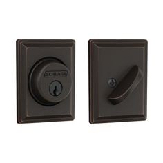 the schlage knob and door handle are shown in this set of two styles