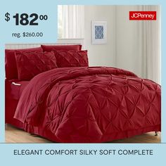 a red comforter set is on sale for $ 120 00