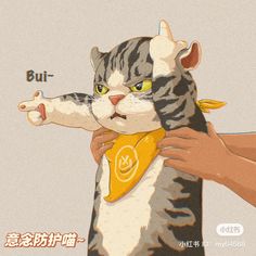 a person holding a cat with the caption'bur'written on it