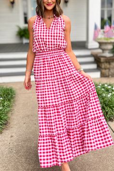 Red Gingham Skirt, Gingham Skirt, Athleisure Tops, Maxi Dress Sale, Red Gingham, Athleisure Outfits, Gingham Dress, Knee Dress, Blue Gingham