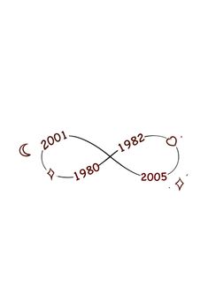 a drawing of an infinite sign with the date 2000 - 2012 written in red ink