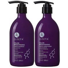 KEY FEATURE  WHAT'S UNIQUE Sulfate, phosphate & paraben free. Beneficial for blonde & gray hair Neutralize brassy tones in blondes Repair split ends and promotes glossy. Shampoo pH 5.5 - 6.5 Conditioner pH 4.5 - 5.5 KEY INGREDIENTS Cocos Nucifera (Coconut) Oil: is packed with fatty acids, vitamins, and antioxidants which help nourish, moisturize, and condition hair. PH BALANCE pH levels between 5 - 7 are ideal for shampoos and conditioners. The amount of hydrogen in the solution is what determin Purple Shampoo For Blondes, Best Purple Shampoo, Warm Hair Color, Purple Conditioner, Grey Blonde Hair, Purple Shampoo And Conditioner, Hair Transition, Silver Shampoo, Balayage Technique