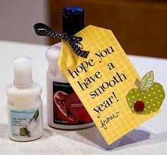 a bottle of hand sanitizer next to an empty bottle with a note on it