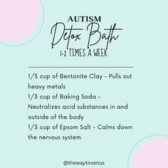 Heavy metal detoxes are needed for all kids not just with autism, Nature heals everything, this will help their systems to regulate better. Heavy metals are in over run soil, beauty products. The key to never getting sick is to detox weekly. Help eachother Detox Heavy Metals Kids Bath, Heavy Metal Detox Bath For Toddler, Natural Heavy Metal Detox For Kids, Hyperactive Kids Natural Remedies, Metal Detox Kids, Heavy Metal Detoxification Bath, Heavy Metal Detox For Kids, Heavy Metal Detox Bath, Heavy Metal Detoxification