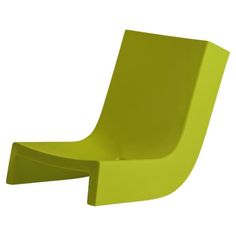 a lime green plastic chair against a white background