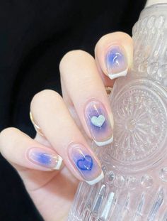 Blue  Collar    Color Nails Embellished   Nail,Hand & Foot Care Nail Kpop Inspired, Nails Acrylic Pastel Colors, January Nail Designs 2023, Nail Designs Kawaii, Kpop Idols Nail Art, January Nails Ideas 2023, Cute Pretty Nails, Ideas De Uñas Aesthetic, Korean Nail Designs