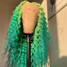 Crown Wigs, Hair Gradient, Wig Maker, Lux Hair, Gradient Light, Green Wig, Crimped Hair, Hair Tape