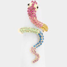 Ring Details: Multicolor Rhinestone Pave Snake Coil Ring Size : 2" H Coil Ring, Lowest Price, On Sale, Ring Size, Size 2, Ring