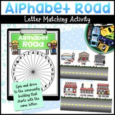 an alphabet road game with pictures and words to help students learn how to read the letter