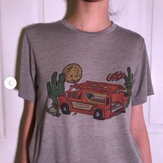 This 70s style tee is for the desert gypsies, stargazers and vanner babes of the world. Disco daydream meets nighttime desert rendezvous. This shirt design is inspired by the shop owner's many road trips through the desert in a 1976 Chevy G20 custom van. And each tee is handprinted on a super soft and thin heather stone viscose tee. Once you feel the material, you won't want any other kind of tee again. Chevy G20, Moon Cactus, Chevrolet Van, 70s T Shirts, 1970s Hippie, Cactus Shirt, Chevy Van, Custom Vans, 70s Style