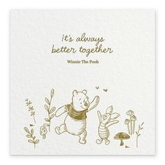 a winnie the pooh birthday card with an image of two pooh bears and mushrooms