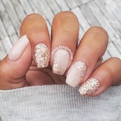 Gold Nail, Cute Gel Nails, Dipped Nails, Fancy Nails, Nail Polishes, Powder Nails, Gold Nails