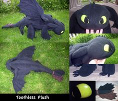 toothless plush dragon laying on the ground