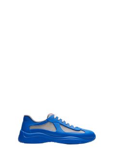 "Find PRADA Americas Cup Rubber Trainer Sneakers on Editorialist. Prada \"Americas Cup\" sneakers in rubber with mesh trim Flat heel Reinforced round toe Lace-up vamp Logo print at tongue Padded collar Rubber outsole; Polyamide Spot clean Made in Italy" Blue Mesh Sneakers With Rubber Sole, Blue Leather High-top Sneakers With Vibram Sole, Blue Mesh Sneakers With Vibram Sole, Blue Low-top Mesh Sneakers, Blue Sneakers With Contrast Sole In Athleisure Style, Blue Leather High-top Sneakers With Rubber Waffle Outsoles, Blue Nylon Sneakers With Round Toe, Modern Mesh Sneakers With Vibram Sole, Custom Mesh Sneakers With Contrast Sole