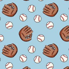 Baseballs & Gloves Fabric - Blue - ineedfabric.com Galaxy Fabric, Art Supplies Bag, Sports Fabric, Paper Boy, Baseball Print, Embroidery Blanks, Preppy Wallpaper, Quilting Supplies