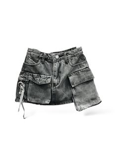 Trendy Shorts With Patch Pockets, Casual Denim Skort With Side Pockets, High Waist Utility Shorts For Streetwear, Utility Denim Cargo Shorts, Utility Cargo Style Jean Shorts, Utility Mid-rise Shorts With Cargo Pockets, Utility Cargo Jean Shorts, Mid-rise Utility Shorts With Cargo Pockets, Mid-rise Cotton Cargo Skirt With Pockets