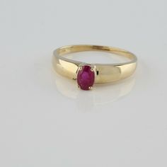 10K Yellow Gold 1/2ct + Ruby Ring, oval 5.8 x 4mm faceted red stone dome top, Ring size 7 3/4, Circa 1960, 1.94 grams SKU# BB280R07 This listing contains photographs of the actual item you will receive. Our items are in excellent condition with little or no signs of wear and many are one of a kind pre-owned estate finds. Please look closely at the pictures in this listing as they are part of the product description. Please read the description, as any imperfections or condition comments will be Classic Oval Sapphire Ring, Classic Red Ruby Ring With Oval Cabochon, Classic Red Ruby Ring, Oval Cabochon, Classic Oval Cabochon Rings Stamped 14k, Classic Sapphire Ring Oval Cabochon, Classic Red Oval Cabochon Signet Ring, Classic 14k Gold Sapphire Oval Cabochon Ring, Formal Ruby Signet Ring, Classic Oval Ruby Gemstones