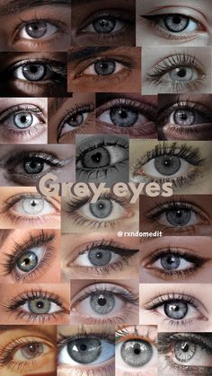 grey eye collage wallpaper #greyeyes #greyaesthetic #wallpaperinspo #bold #grey Stormy Grey Eyes, Eye Makeup Grey Eyes, Gray Hazel Eyes, Grey Eyes Brown Hair, Gray Eyes Aesthetic, Grey Eye Color, Beautiful Grey Eyes, Grey Eyes Makeup