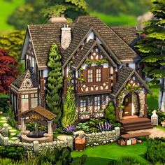 Sims 4 European House, Sims 4 Windenburg, Windenburg House Sims 4, Sims 4 Gothic House, Sims 4 Interior, Sims 4 Cottage, Thai House