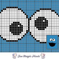 an image of a cross stitch pattern with two eyes and one eyeball on it