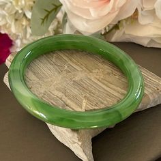 "Vintage Swirl Green Peking Glass Bangle Bracelet Measures 7-3/4\" L x 2-1/2\"Width Across 3/8\"Wide ~Weight 50.2 Grams Pre-owned ~In Good Condition ~ Thank you for Looking :)" Affordable Handmade Green Bangle, Artisan Green Bangle Bracelet, Adjustable Green Vintage Bangle, Retro Green Bangle Bracelets, Vintage Jade Bangle, Glass Bangles, Resin Bangles, Stone Bangle, Copper Cuff